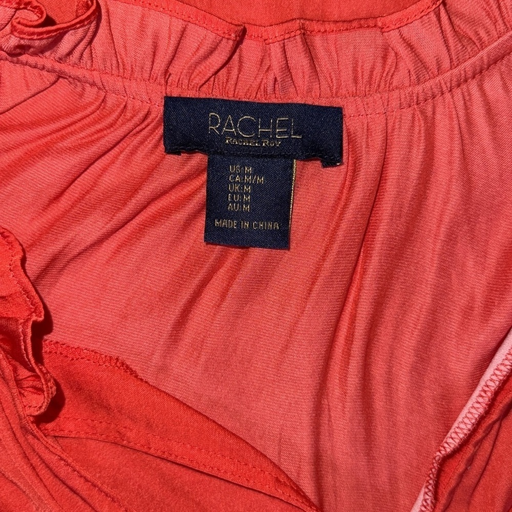 RACHEL Women's Red Ruffle Sleeve Top Size M